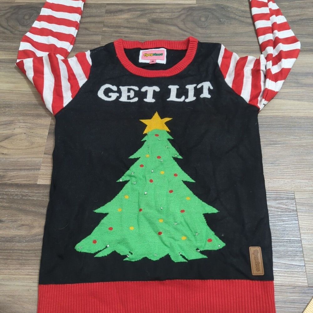 Tipsy Elves Sweater Adult Extra Large Get Lit Light Up Christmas Tree New‎